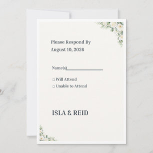 Minimal Greenery Wedding RSVP Card   Elegant Flora