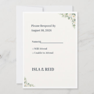 Minimal Greenery Wedding RSVP Card | Elegant Flora