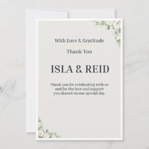 Minimal Greenery Wedding Thank You Card