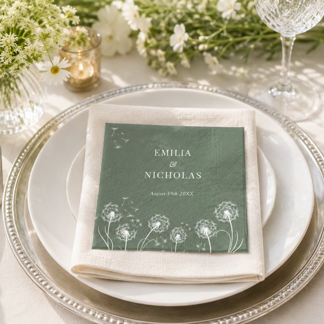 Minimal Greenery Wildflower Wedding  Napkin (Creator Uploaded)