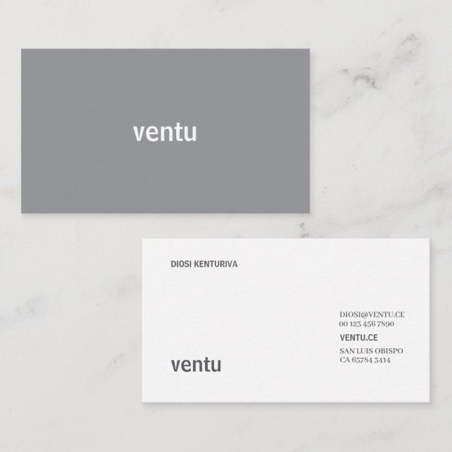 Minimal Grey and White  Business Card  (Front/Back)