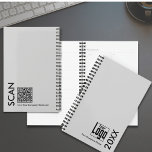 Minimal Grey Black Small Business Appointment Book Planner<br><div class="desc">The Minimal Grey Black Small Business Appointment Book Template is part of the Grey Business Card Designs & Marketing Items Collection. It has a stylish light grey cover with a square company logo and in bold typography the year and the company name in the bottom right corner of the front...</div>
