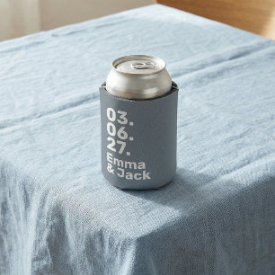 Minimal grey bold modern wedding date and names can cooler