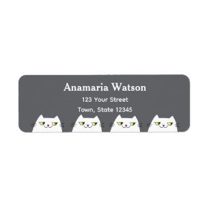 Minimal Grey Cat Return Address