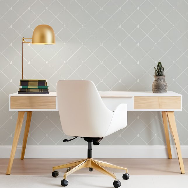 Minimal Grey Diagonal Chequered Monogram Pattern Wallpaper (Minimal Grey Diagonal Checkered Monogram Pattern Wallpaper)