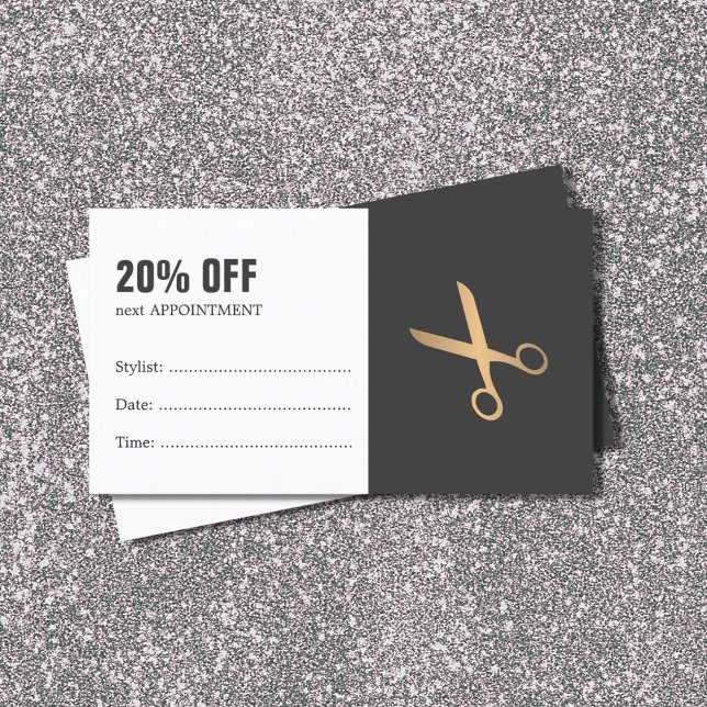 Minimal Grey Faux Gold Hair Appointment Coupon (Creator Uploaded)