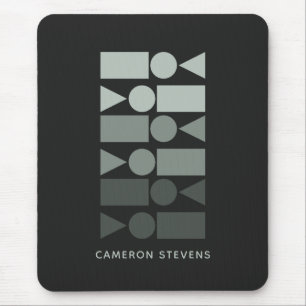 Minimal Grey Green Geometric Design Personalised  Mouse Pad