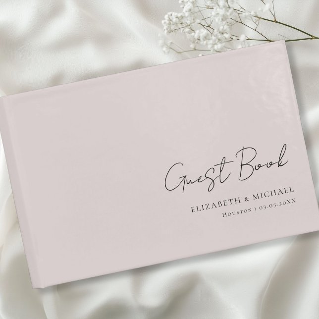 Minimal, Grey Handwriting Script Wedding  Guest Book (Minimal, Gray Handwriting Script Wedding Guest Book with your name and date.)