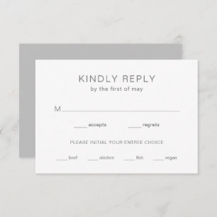 Minimal Grey Modern Wedding RSVP Card