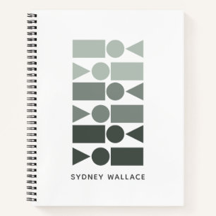 Minimal Grey Ombre Geometric Shapes Personalised Notebook