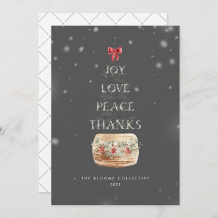 Minimal Grey Silver Snow Overlay Cute Typography Holiday Card