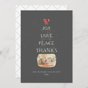 Minimal Grey Silver Snow Overlay Cute Typography Holiday Card