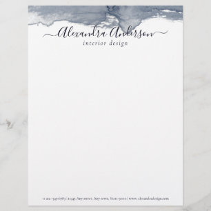 Minimal Grey Watercolor Elegant Script Custom Letterhead