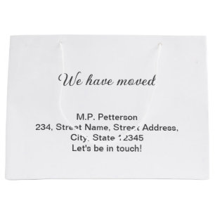 minimal grey we have moved add name address text large gift bag