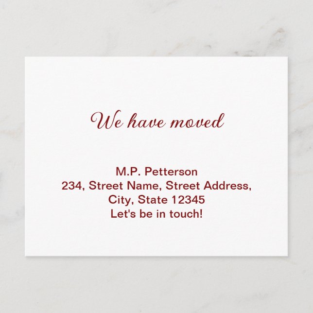 minimal grey we have moved add name address text  postcard (Front)