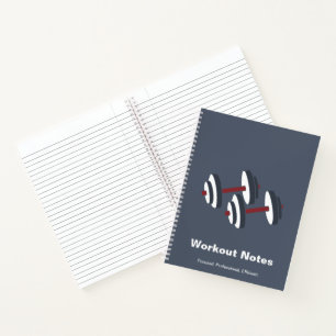 Minimal Grey White Dumbbell Motto Fitness Workout Notebook
