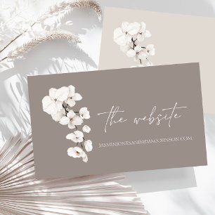 Minimal Grey White Orchid Wedding Website Enclosure Card