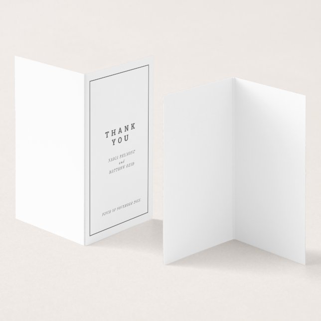 Minimal grey white square wedding thank you favour (Inside and Outside)