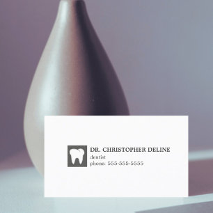 Minimal Grey White Teeth Dentist Business Card