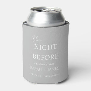 Minimal Grey White The Night Before Wedding Can Cooler