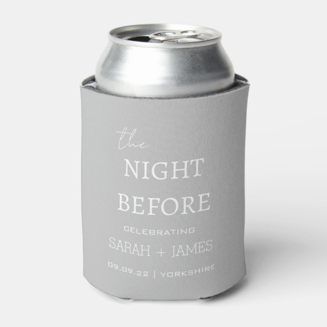 Minimal Grey White The Night Before Wedding  Can Cooler (Can Front)