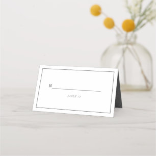 Minimal grey white wedding event folded place card