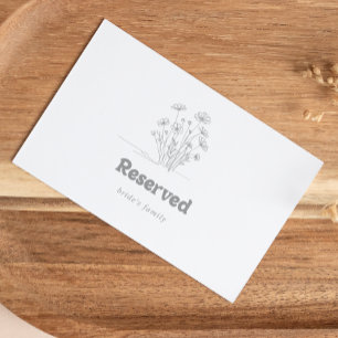 Minimal Grey Wildflower Wedding Reserved Sign