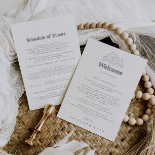 Minimal Grey Wildflower Wedding Welcome Letter