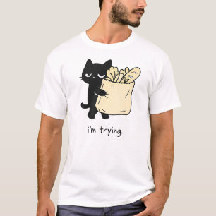 Minimal Grocery Cat Humour Design, T-Shirt