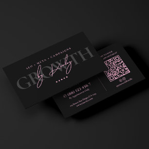 Minimal Growth Consultant Pink Black Marketing Business Card