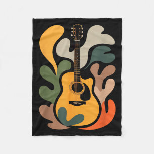 Minimal Guitar Abstract Art Funny Music Lover Guit Fleece Blanket