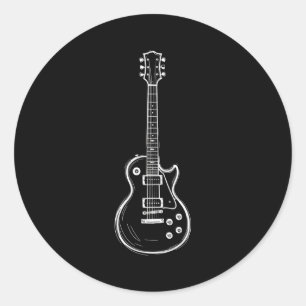 Minimal Guitar Line Art Funny Music Lover Guitaris Classic Round Sticker