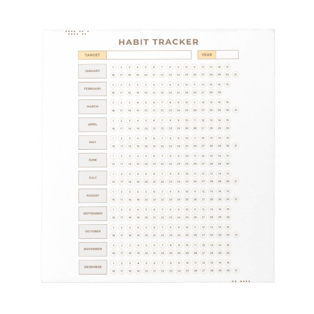 Minimal Habit Tracker Beige Grid Design Notepad (Front)