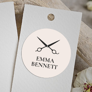 Minimal Hair Salon Blush Pink Scissors  Classic Round Sticker