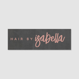 Minimal Hair Stylist Dusty Pink Script Name Black Tag