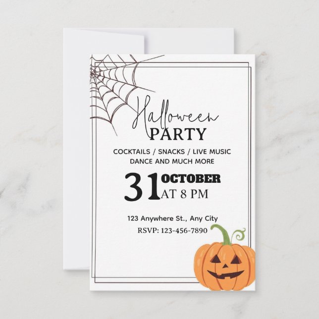 Minimal Halloween Party Invitation – Editable  (Front)
