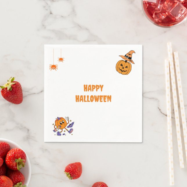 Minimal Halloween Party Pumpkin  Napkin (Insitu)