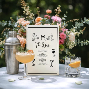 Minimal Hand Drawn “Drinks Menu” Wedding Bar  Poster