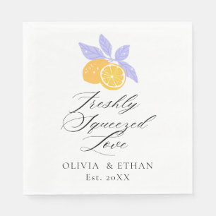 Minimal Hand drawn Lemon Summer Wedding  Napkin