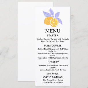Minimal Hand Drawn Lemon Wedding Menu