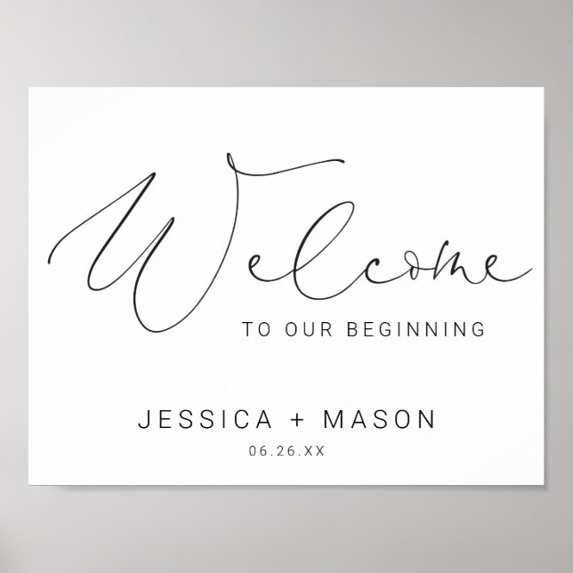 Minimal Hand Wedding Welcome Sign Poster (Front)