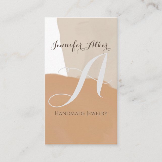 Minimal Handmade Jewellery Pampas Boho Sand Vertic Business Card (Front)