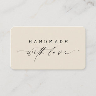 Minimal Handmade with Love Script Custom Logo  Business Card