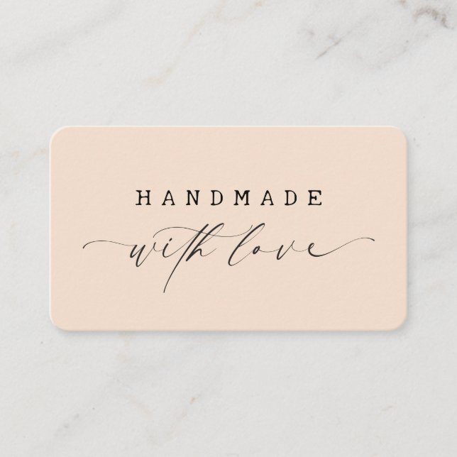 Minimal Handmade with Love Script Custom Logo  Business Card (Front)