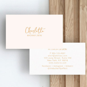 Minimal, Handwriting, Beige Business Card