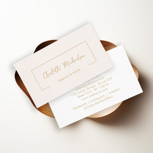 Minimal, Handwriting, Beige Business Card