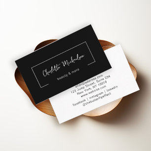 Minimal, Handwriting, Black Business Card