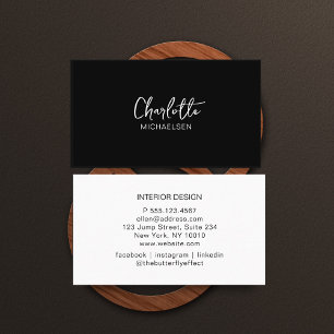 Minimal, Handwriting, Black Business Card