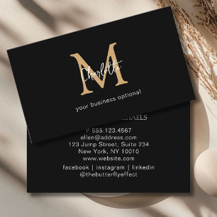 Minimal, Handwriting, Black Business Card