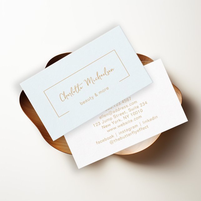 Minimal, Handwriting, Lightblue Business Card (Creator Uploaded)